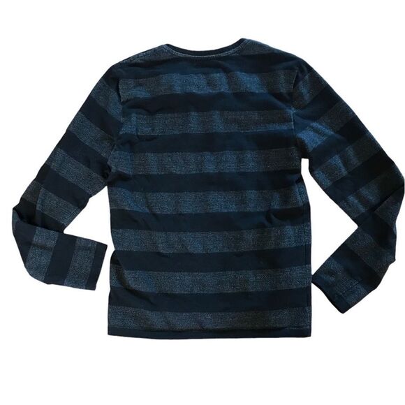 On The Byas Pacsun Mens Size S Henley Long Sleeve striped Shirt Gray - Picture 3 of 4